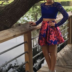 Red and blue homecoming dress